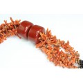 opulent colier "Tibetan Revival ". coral natural. Italia anii '70